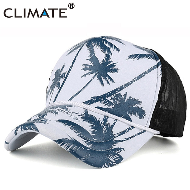 CLIMATE Coconut Trucker Cap Hat Coconut Tree Seaside Hawaii Caps Beach Holiday Vacation Aloha Cool Trucker Cap Baseball Caps