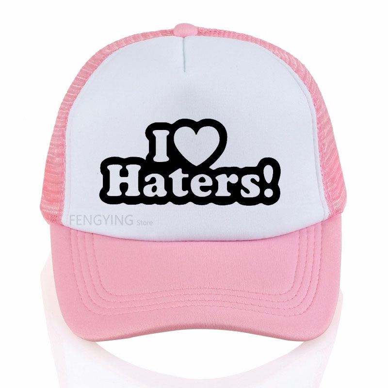 I LOVE MY HATERS Funny sexy Hip Hop cool cap Unisex sports baseball hat summer Casual mesh trucker cap