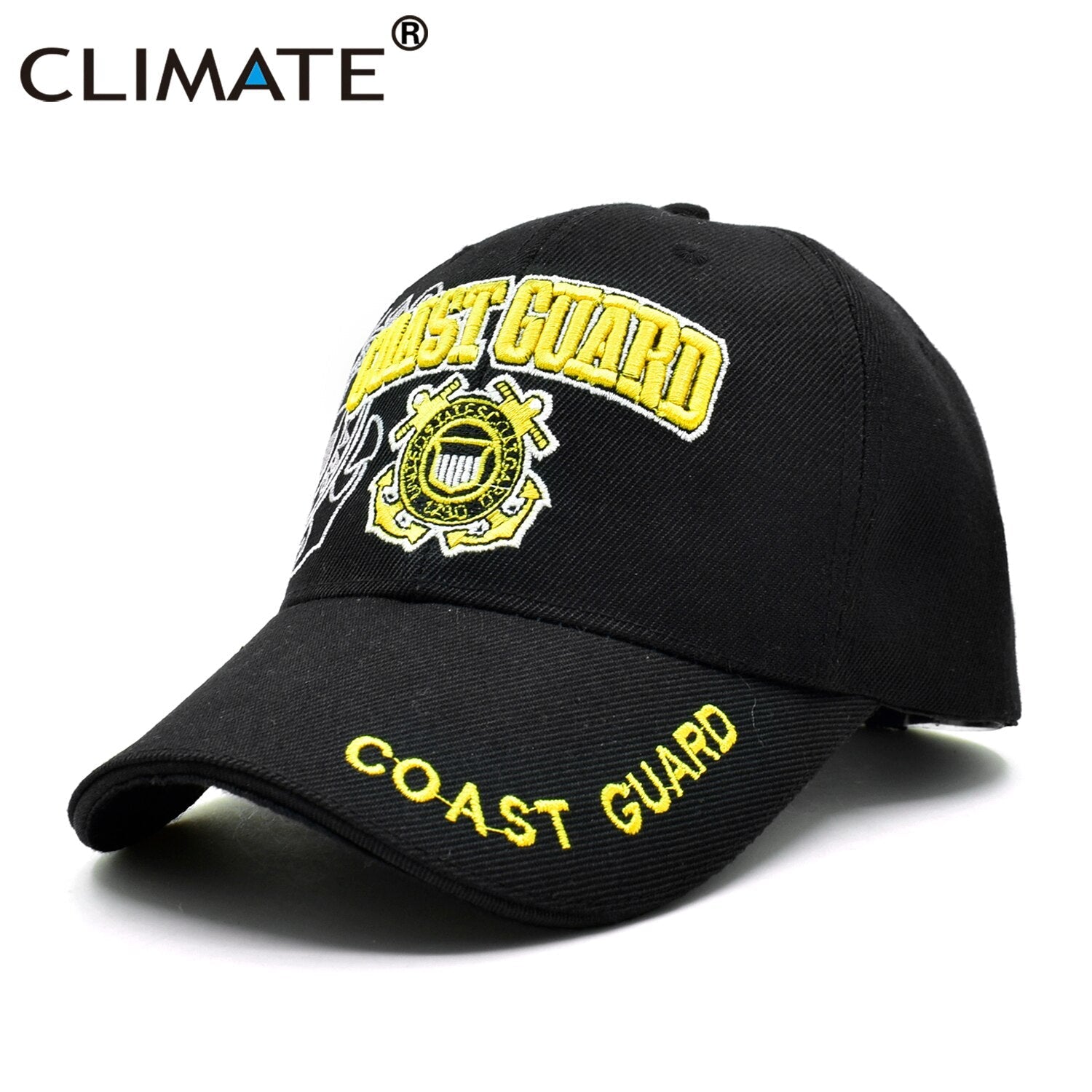 CLIMATE USA Coast Guard Cap Men Army Baseball Caps Uniform Adjustable Black Cool Baseball Caps Hat for Adult Hardboiled Men