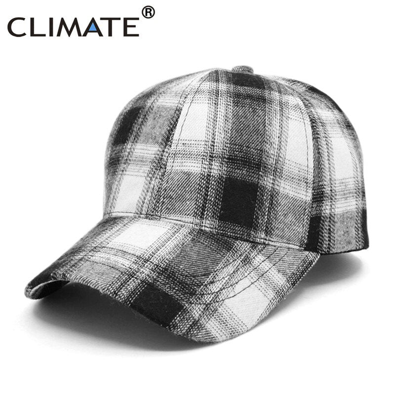 CLIMATE Men Women Plaid Baseball Cap Hat Fashion Checks Cap Fashion Cotton No Logo Hat Caps Classic Plaid Cap Hat for Men Women