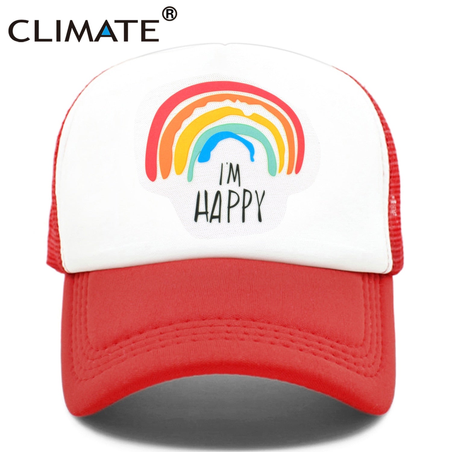 CLIMATE Family Matching Trucker Caps Dad Mom Caps Cool Happy Hat Cap Summer Colorful Mesh Baseball Caps Hat for Men Women Kid