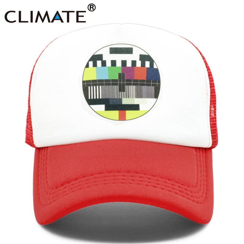 CLIMATE Funny Trucker Cap Hat Men TV No Signal Signalisation Caps Summer Cool Trucker Caps Funny Mesh Net Cool Caps Hat