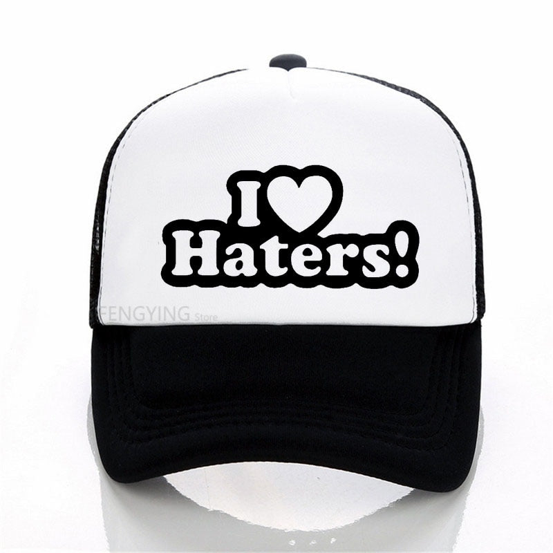 I LOVE MY HATERS Funny sexy Hip Hop cool cap Unisex sports baseball hat summer Casual mesh trucker cap