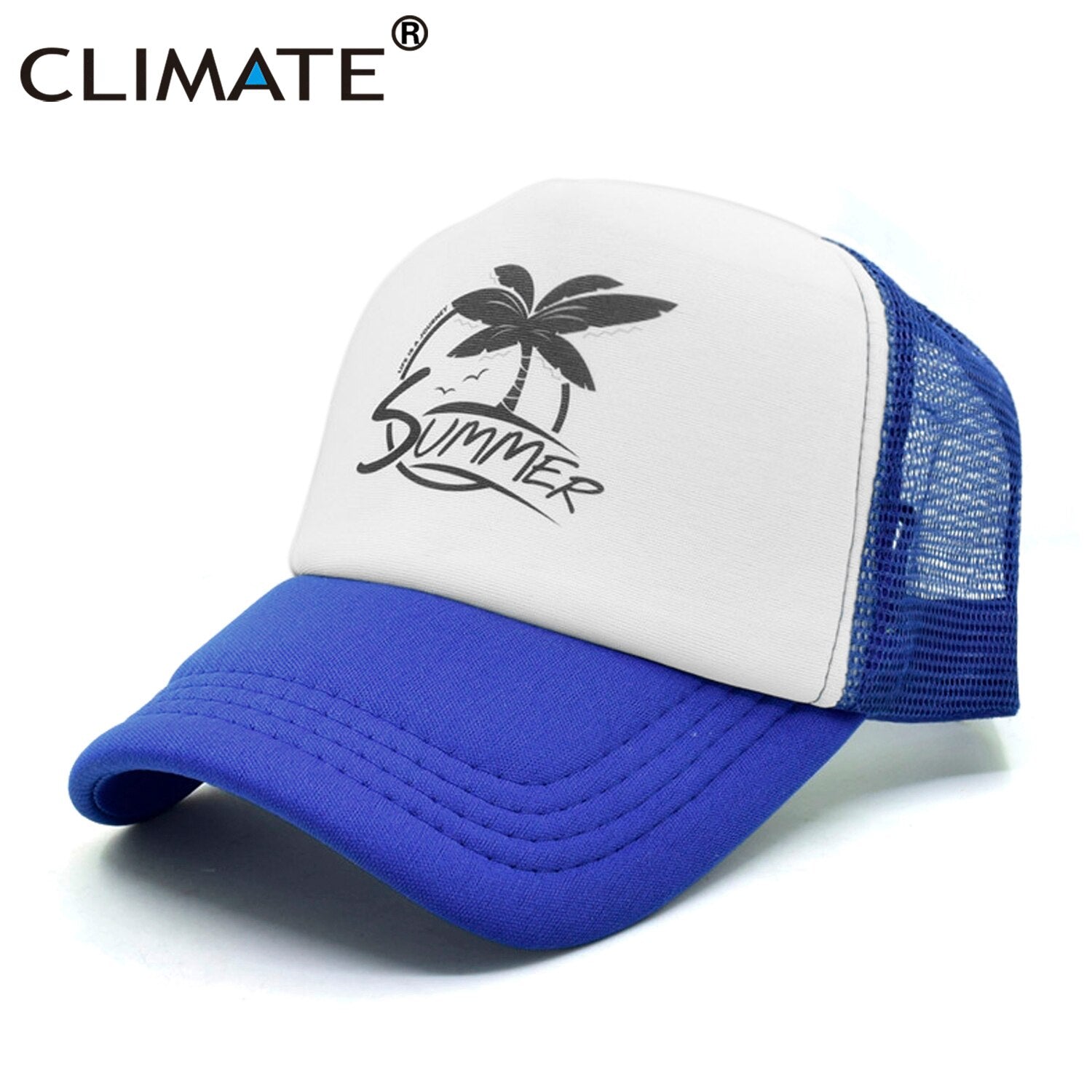 CLIMATE Summer Surfing Trucker Cap Hat Seaside Sandbeach Coconut Hip Hop Caps Vacation Mesh Baseball Cap Hat for Men Women Youth