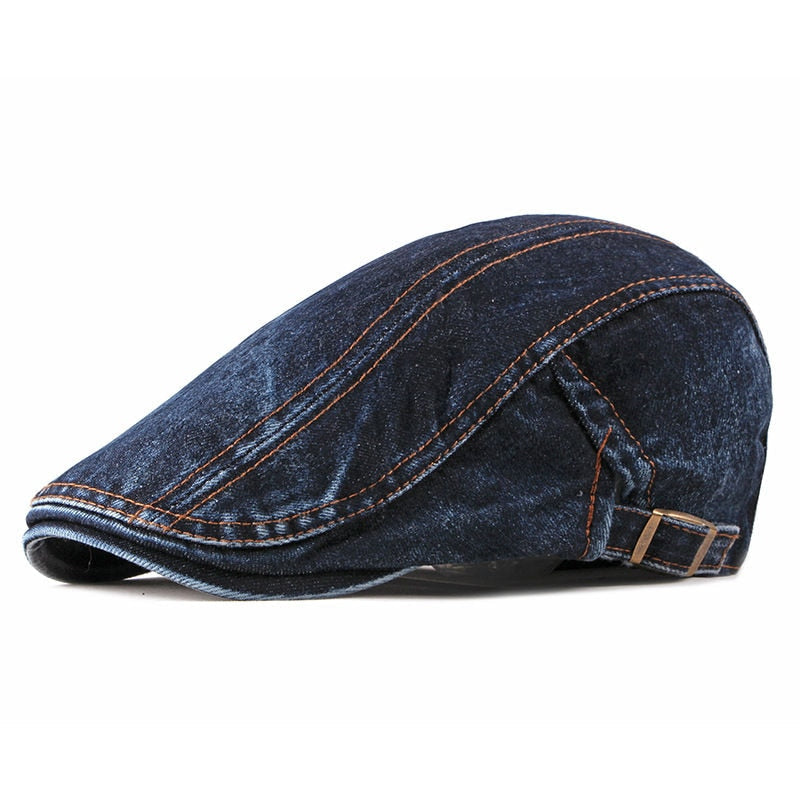 2020 four seasons Denim Solid Newsboy Caps Men Washed  Flat Peaked Cap Women Painter Beret Hats 16