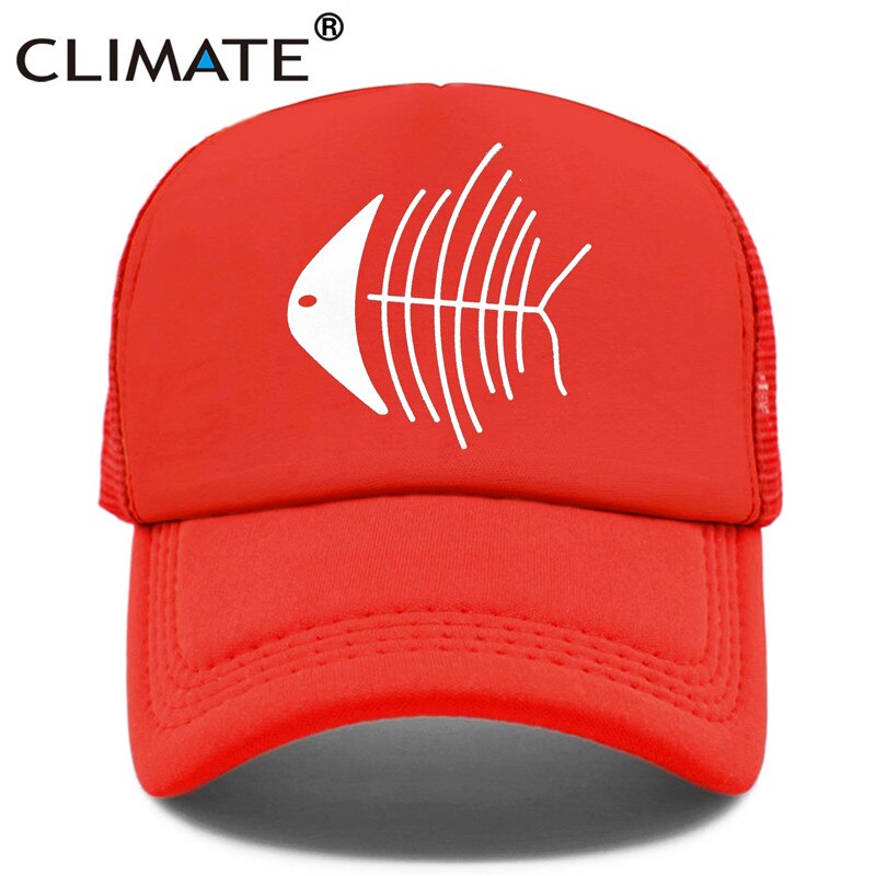 CLIMATE Fish Bone Trucker Cap Cute Fishbone Fishing Caps Men Women Hip Hop Funny Hat Baseball Cap Cat Lover Summer Mesh Caps Men