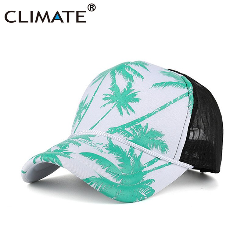 CLIMATE Coconut Trucker Cap Hat Coconut Tree Seaside Hawaii Caps Beach Holiday Vacation Aloha Cool Trucker Cap Baseball Caps