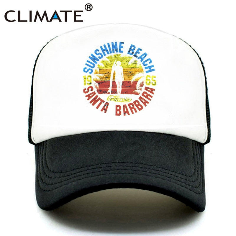 CLIMATE Seaside Sandbeach Trucker Caps Hat Surfing Hip Hop Caps Vacation Surfboard Mesh Baseball Cap Hat for Men Women Youth