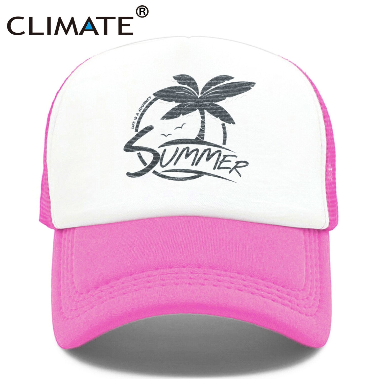 CLIMATE Summer Surfing Trucker Cap Hat Seaside Sandbeach Coconut Hip Hop Caps Vacation Mesh Baseball Cap Hat for Men Women Youth