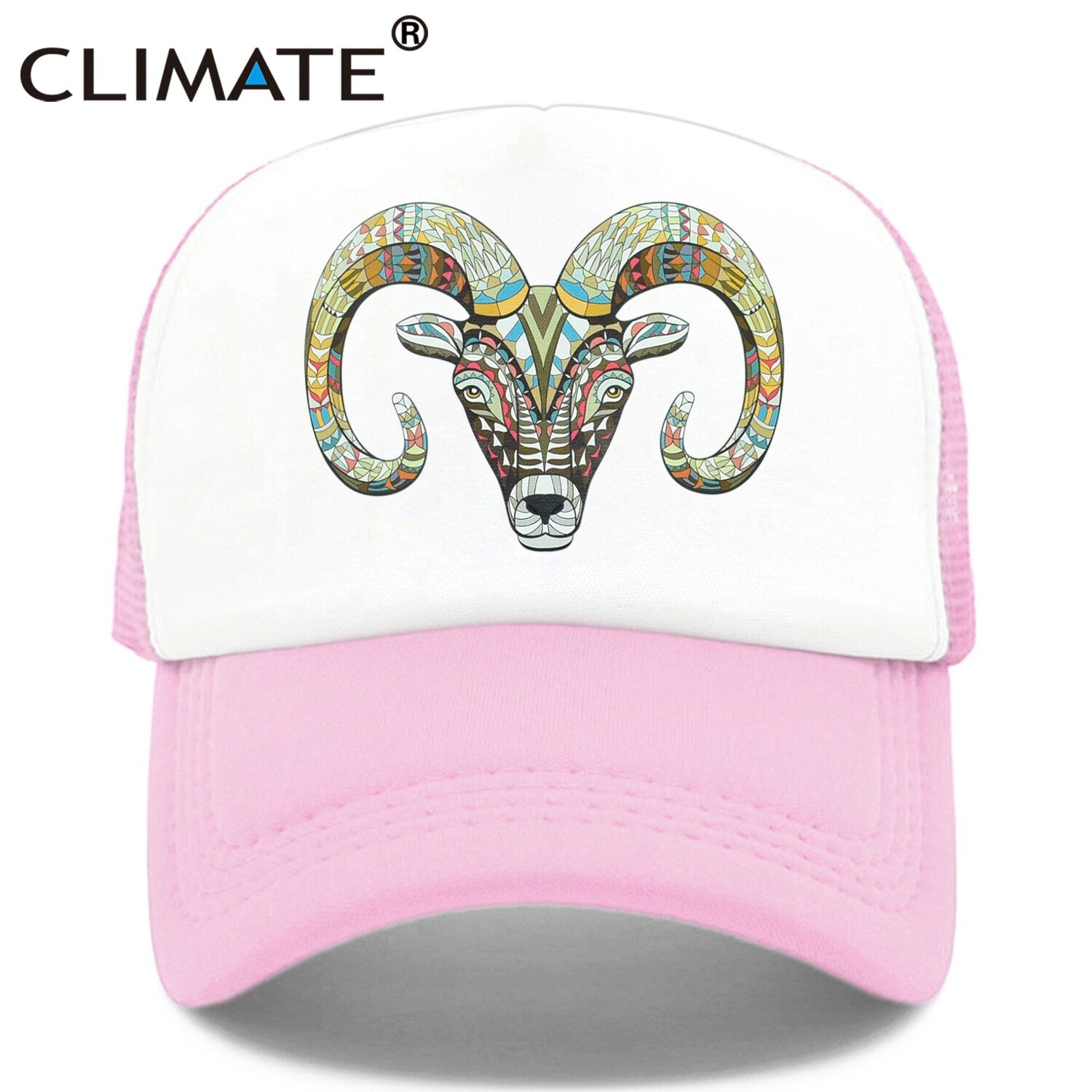 CLIMATE Goat Trucker Caps Hat Women Men Goat Head Hat Cap Cool Hip Hop Summer Colorful Mesh Baseball Cap Hat for Men Women Youth