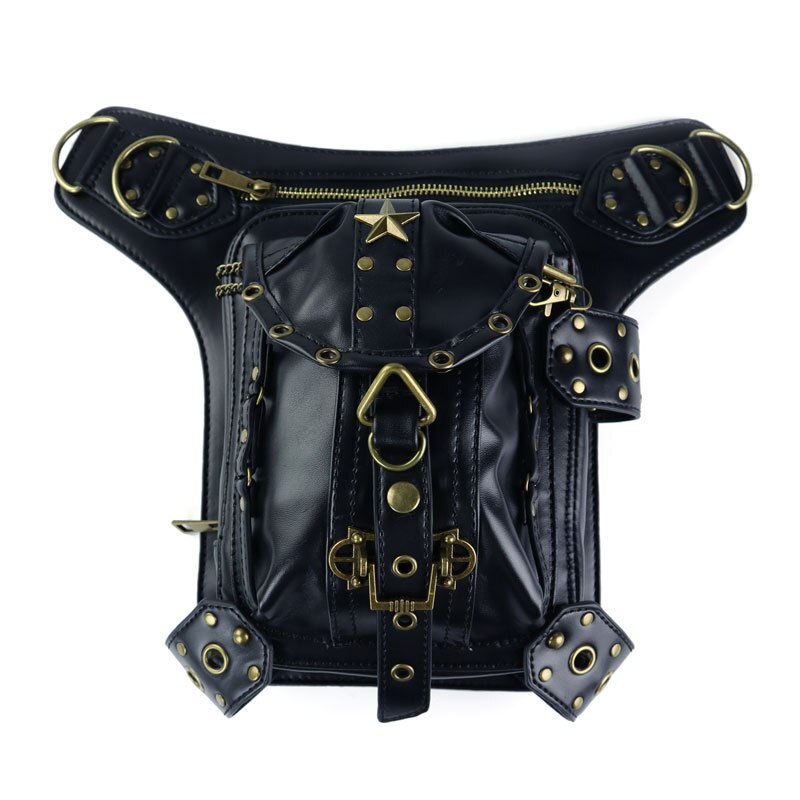 Womens Steampunk Bags Gothic Messenger Handbag Shoulder Bag Vintage Fashion Retro Rock Waist Pack Small Leg Bag Men Punk Hip Hop