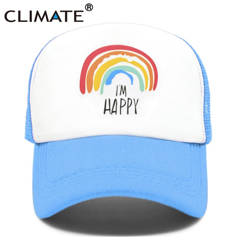 CLIMATE Family Matching Trucker Caps Dad Mom Caps Cool Happy Hat Cap Summer Colorful Mesh Baseball Caps Hat for Men Women Kid