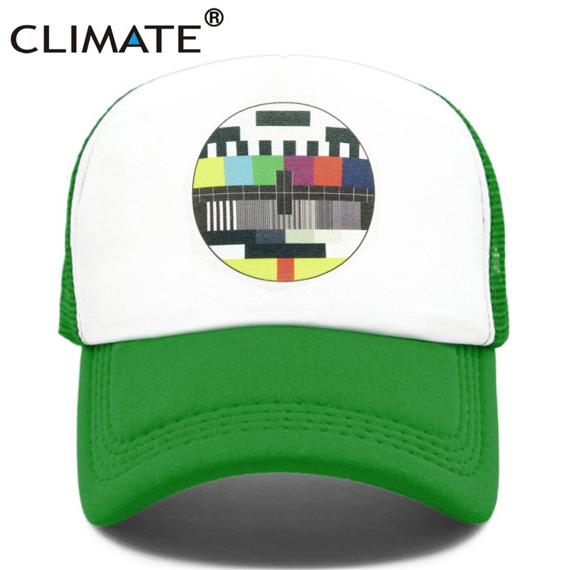 CLIMATE Funny Trucker Cap Hat Men TV No Signal Signalisation Caps Summer Cool Trucker Caps Funny Mesh Net Cool Caps Hat