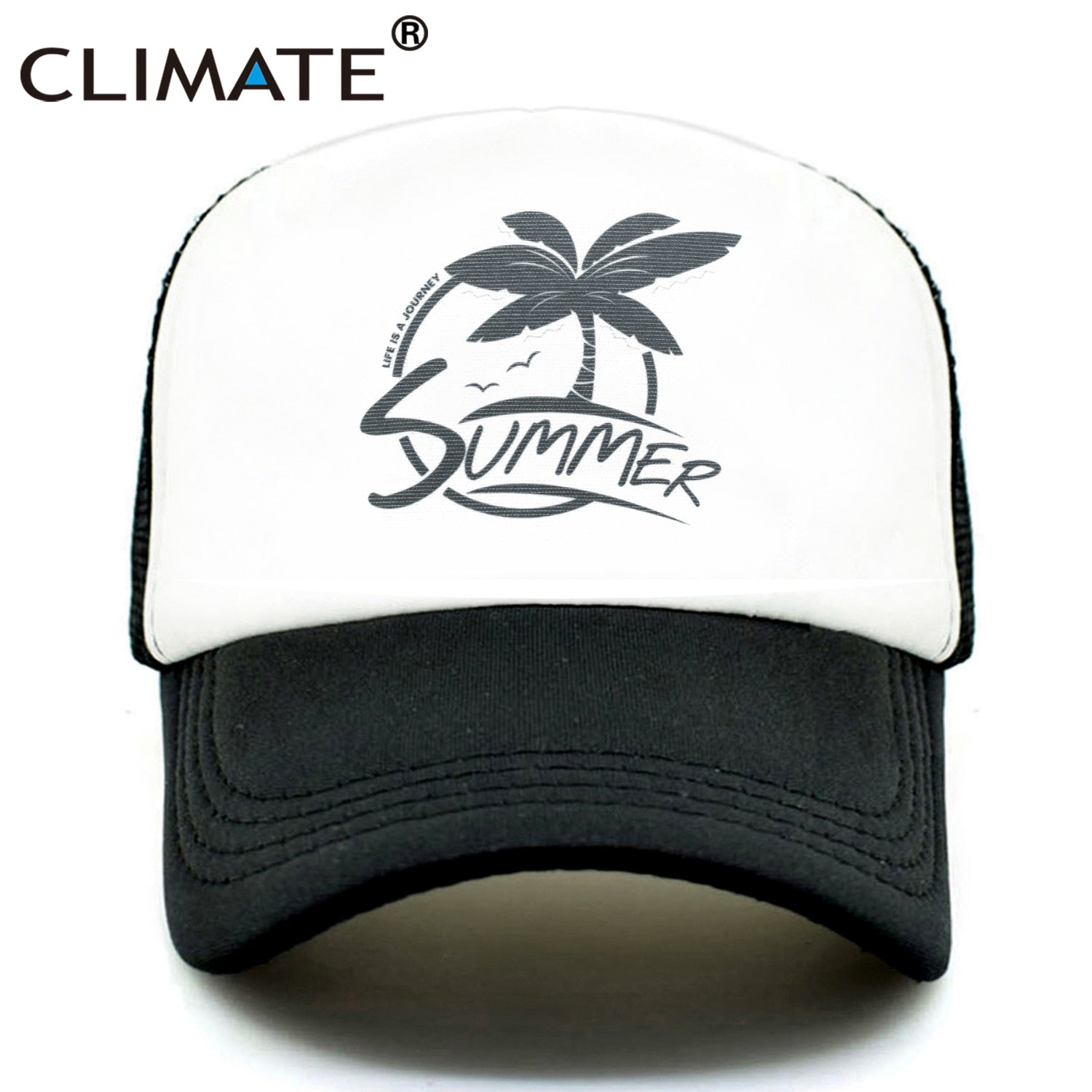 CLIMATE Summer Surfing Trucker Cap Hat Seaside Sandbeach Coconut Hip Hop Caps Vacation Mesh Baseball Cap Hat for Men Women Youth