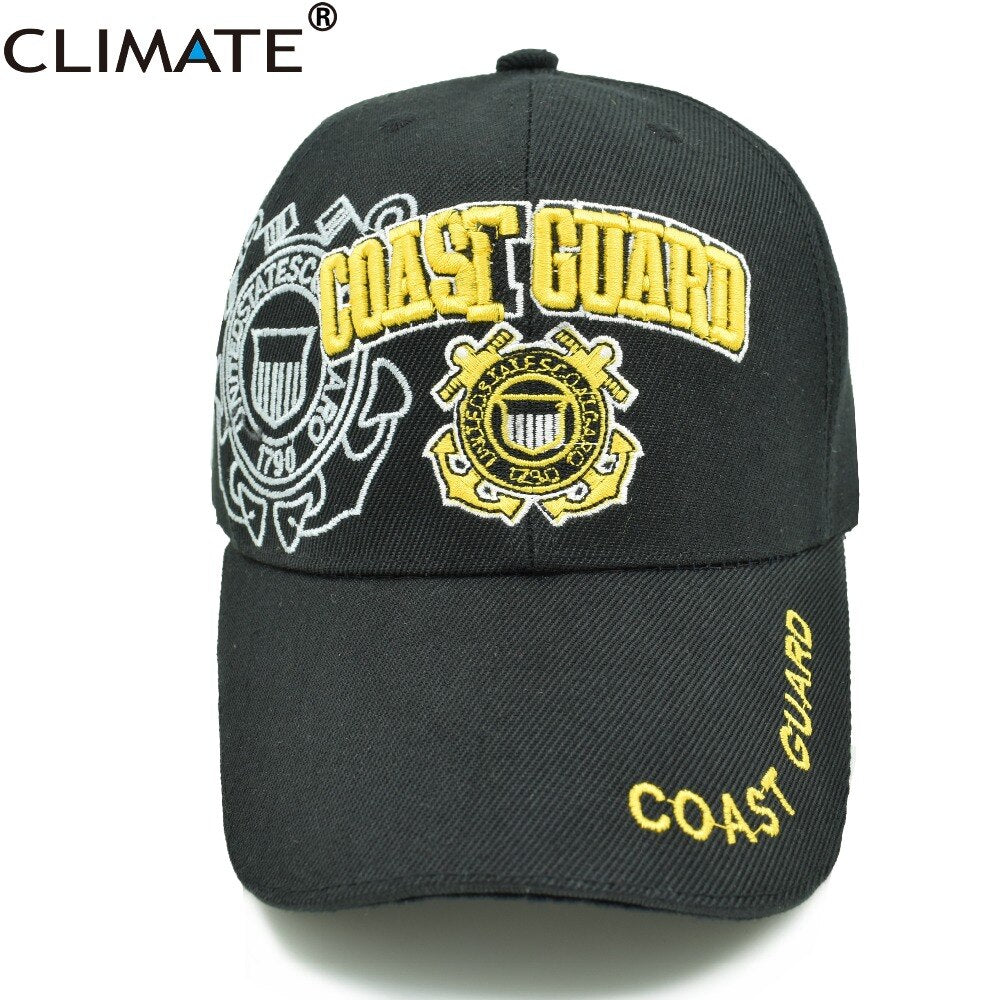 CLIMATE USA Coast Guard Cap Men Army Baseball Caps Uniform Adjustable Black Cool Baseball Caps Hat for Adult Hardboiled Men