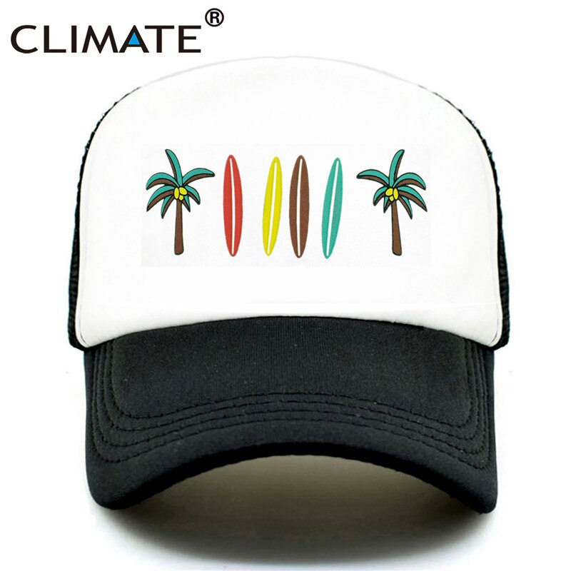 CLIMATE Seaside Trucker Cap Hat Coconut Surfboard Caps Sandbeach Vacation Mesh Baseball Cap HipHop Hat for Men Women Youth