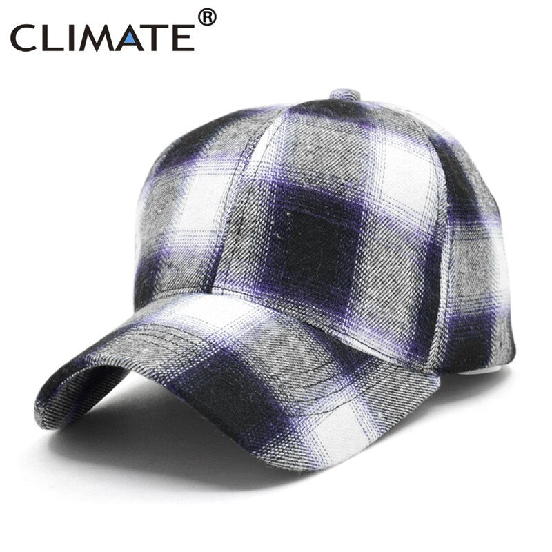 CLIMATE Men Women Plaid Baseball Cap Hat Fashion Checks Cap Fashion Cotton No Logo Hat Caps Classic Plaid Cap Hat for Men Women