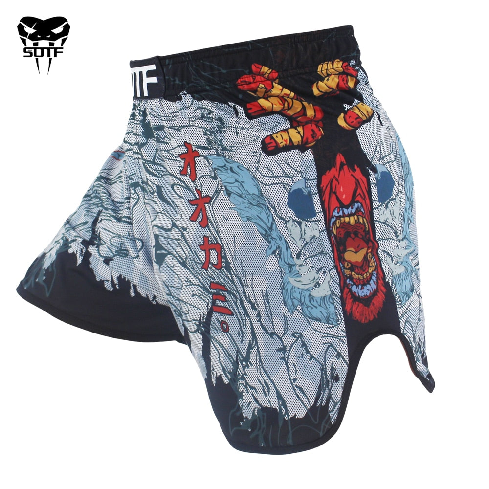 SOTF mma Venomous snake Stretch fabric Men Women geometric boxing shorts Tiger Muay Thai mma shorts boxing clothing fight shorts