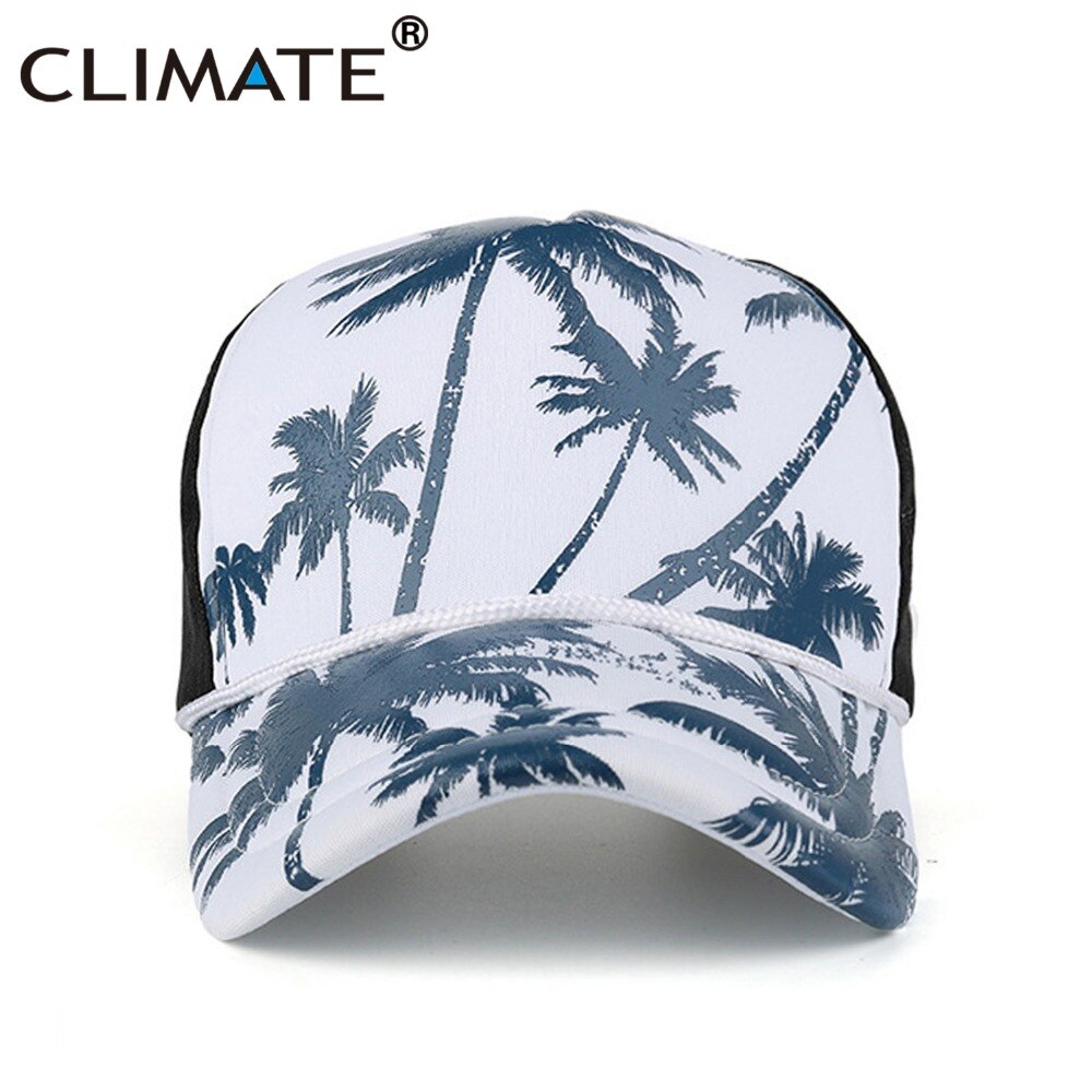 CLIMATE Coconut Trucker Cap Hat Coconut Tree Seaside Hawaii Caps Beach Holiday Vacation Aloha Cool Trucker Cap Baseball Caps