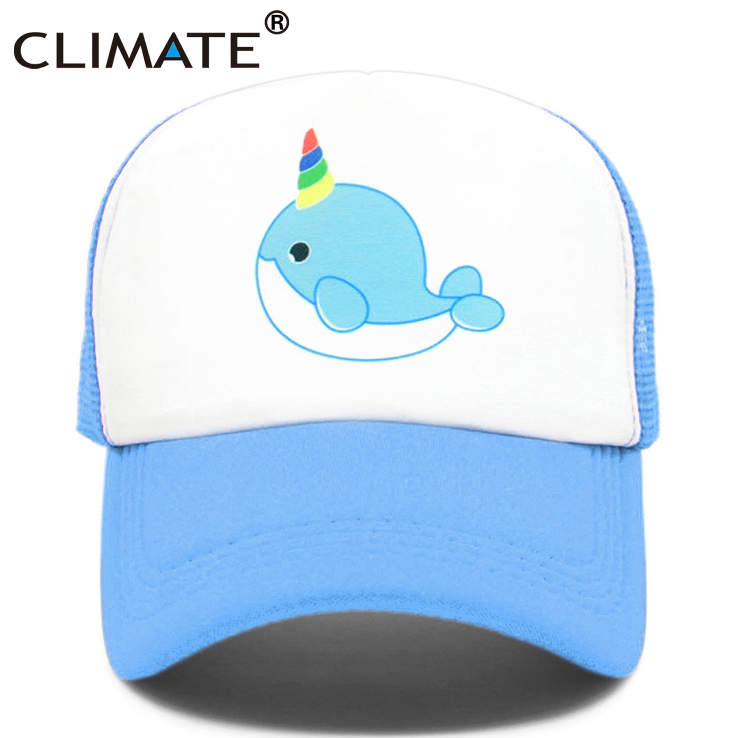 CLIMATE Unicorn Narwhal Trucker Cap Hat Narwhal Funny Cute Whale Caps Summer Cool Hip Hop Mesh Caps Hat for Men Women Youth Girl