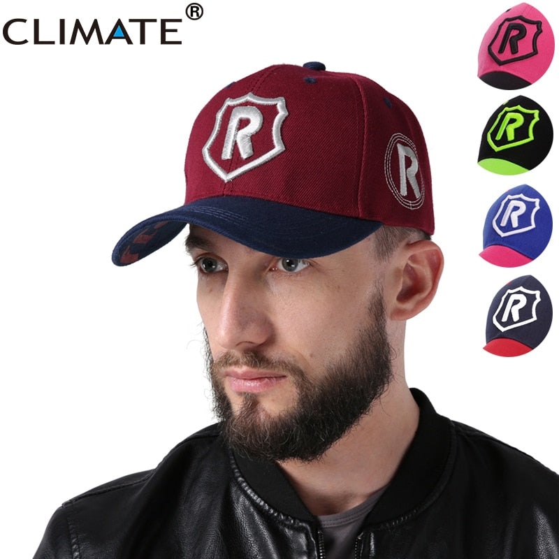 CLIMATE Men Baseball Caps Hat Men Contrast Color 3D R Logo Cap R Letter Running