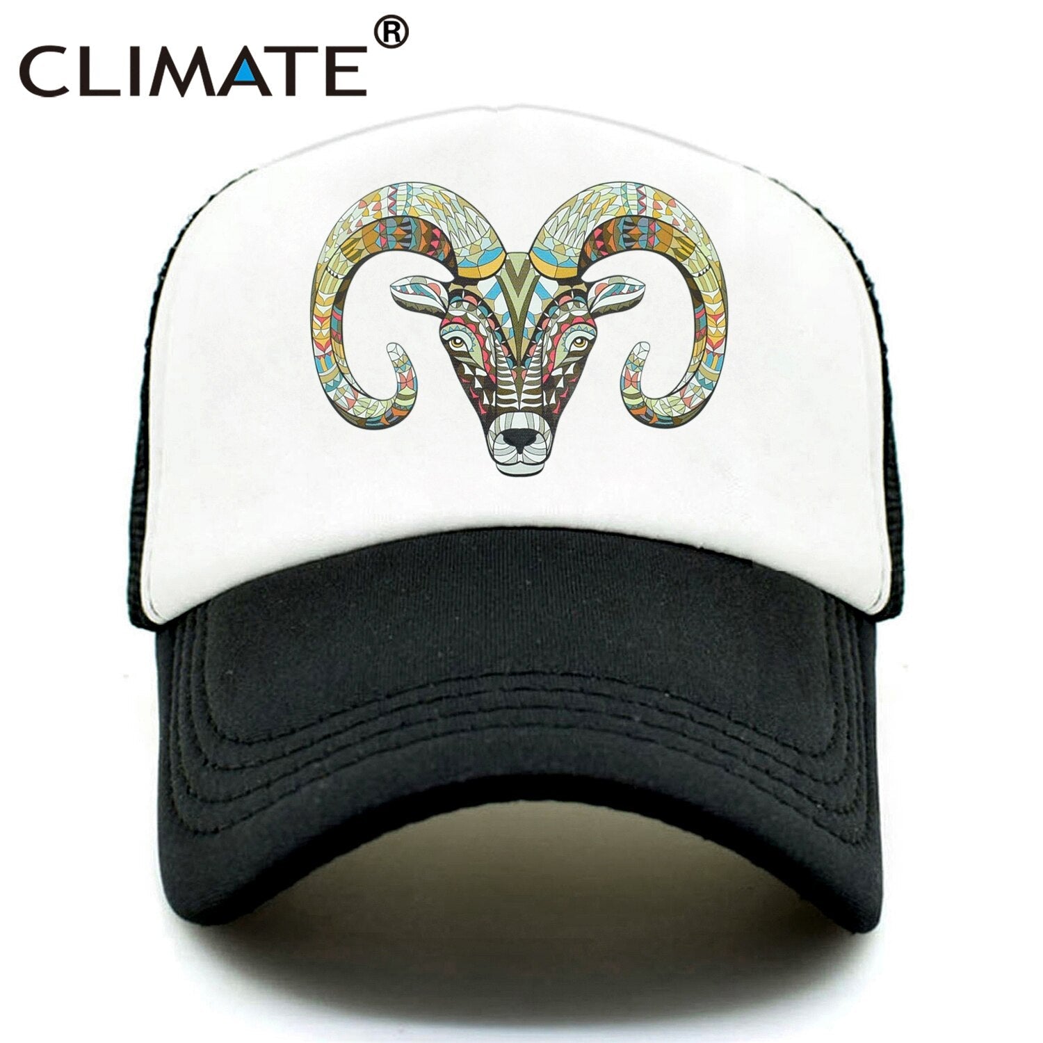 CLIMATE Goat Trucker Caps Hat Women Men Goat Head Hat Cap Cool Hip Hop Summer Colorful Mesh Baseball Cap Hat for Men Women Youth