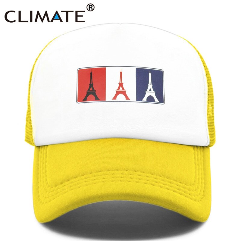 CLIMATE France Eiffel Paris Trucker Cap Eiffel Tower French National Day Caps Hat Men Trucker Hip Hop Mesh Cap Hat for Men Women