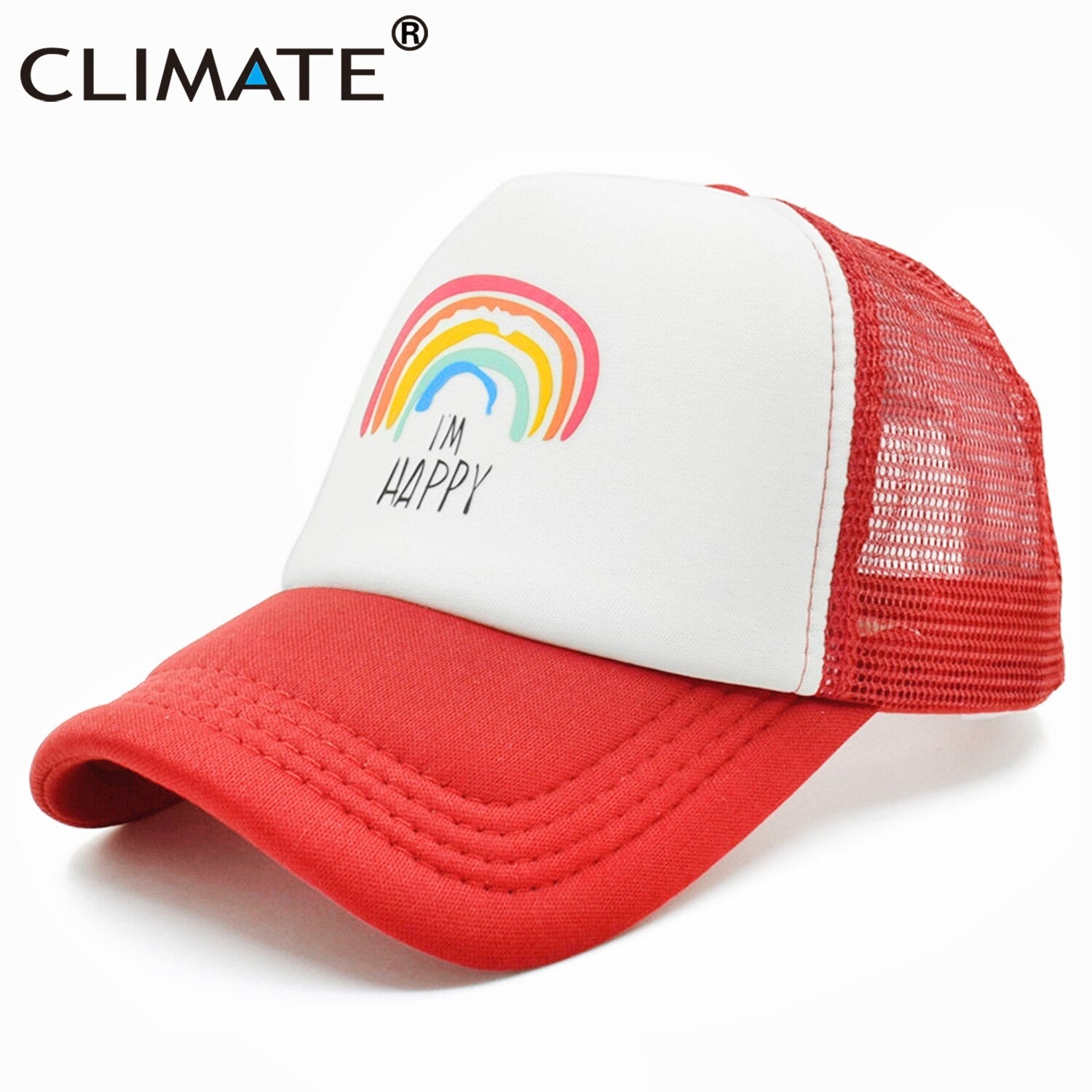 CLIMATE Family Matching Trucker Caps Dad Mom Caps Cool Happy Hat Cap Summer Colorful Mesh Baseball Caps Hat for Men Women Kid