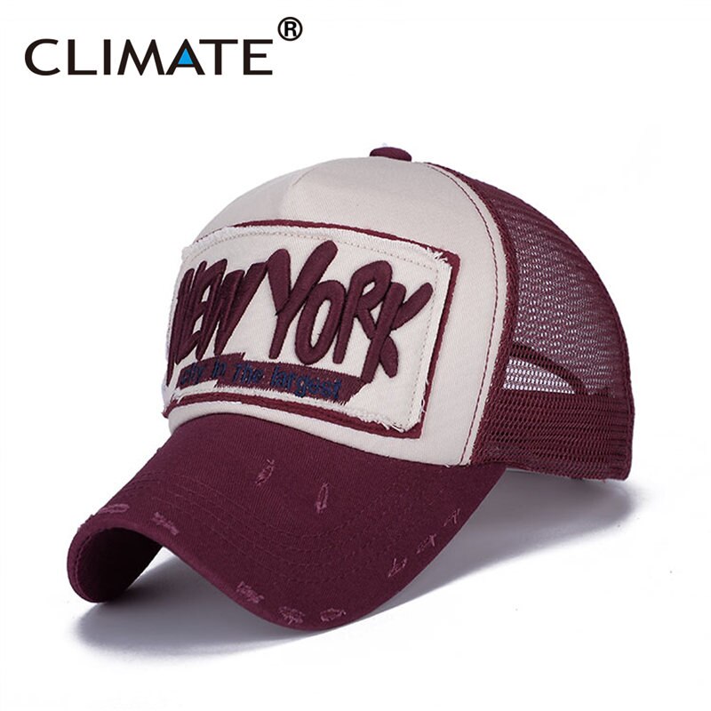 CLIMATE New York City Trucker Cap Men Summer Cool Mesh Man Baseball Caps Net Sky Pink Rose Breathable Hat for Adult Men Women