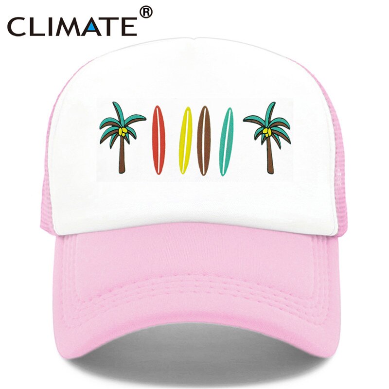 CLIMATE Seaside Trucker Cap Hat Coconut Surfboard Caps Sandbeach Vacation Mesh Baseball Cap HipHop Hat for Men Women Youth