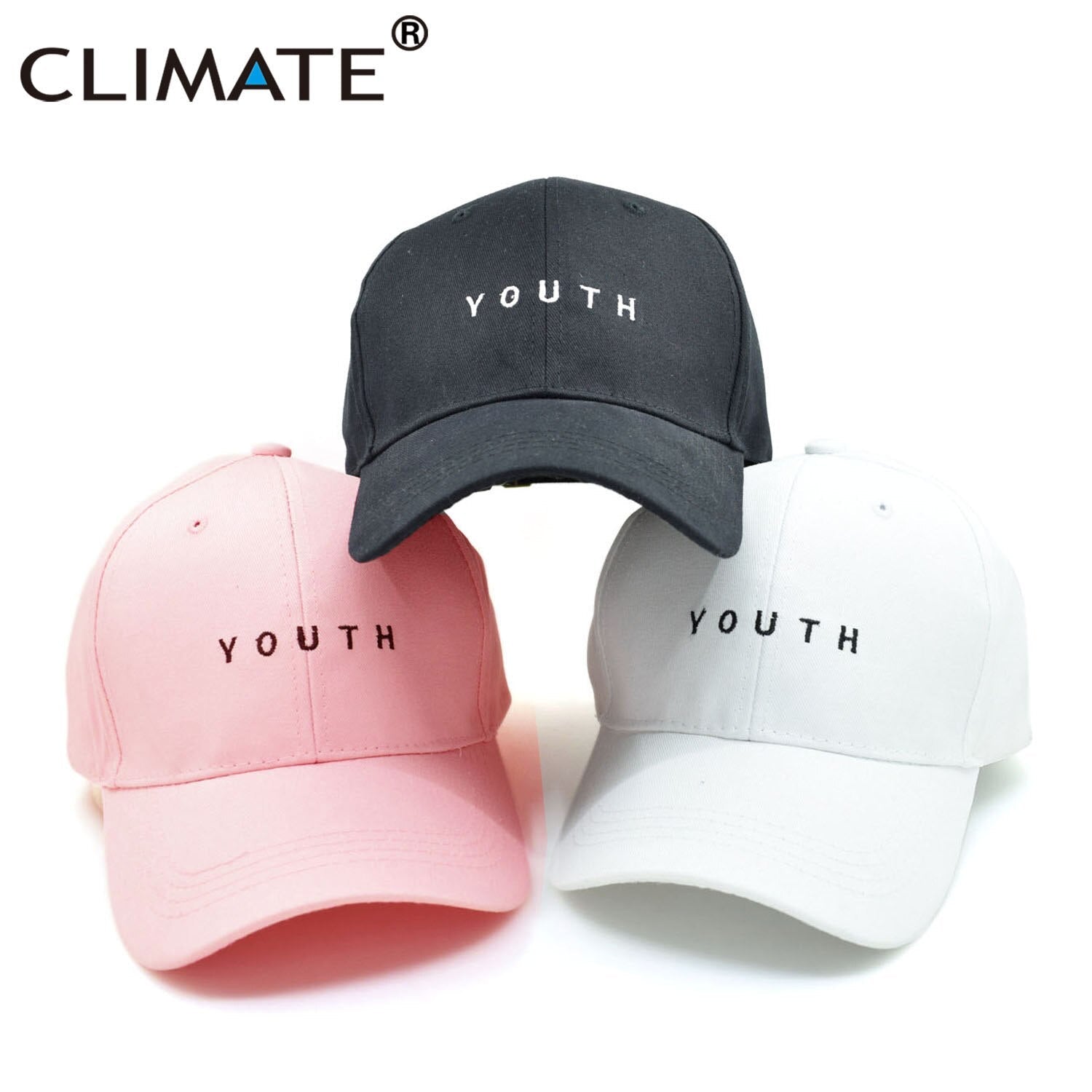 CLIMATE New Youth Letter Baseball Caps Youth Logo Boys Girls Black Cap Hot Cap Men Dad Hat Woman Snapback HipHop Youth Hat Caps