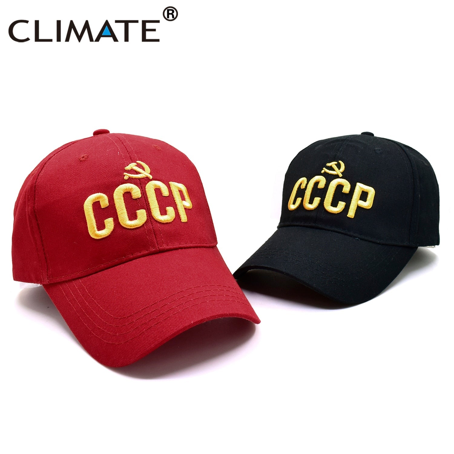 CLIMATE  CCCP Baseball Caps Men Dad Cap Russia Cool Caps Russian Sport Hat Adjustable Cool Baseball Caps for Adult Women Men