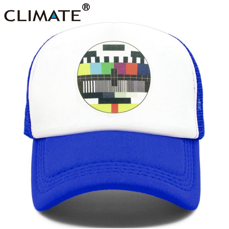 CLIMATE Funny Trucker Cap Hat Men TV No Signal Signalisation Caps Summer Cool Trucker Caps Funny Mesh Net Cool Caps Hat