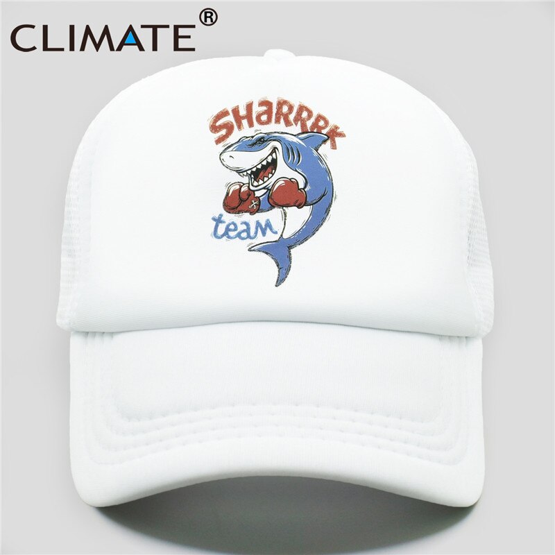 CLIMATE Men Cool Shark Trucker Cap Seaside Beach Shark Team Caps Hat Boxing Surfing Summer Trucker Hip Hop Mesh Cap Hat for Men