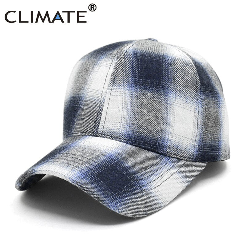 CLIMATE Men Women Plaid Baseball Cap Hat Fashion Checks Cap Fashion Cotton No Logo Hat Caps Classic Plaid Cap Hat for Men Women