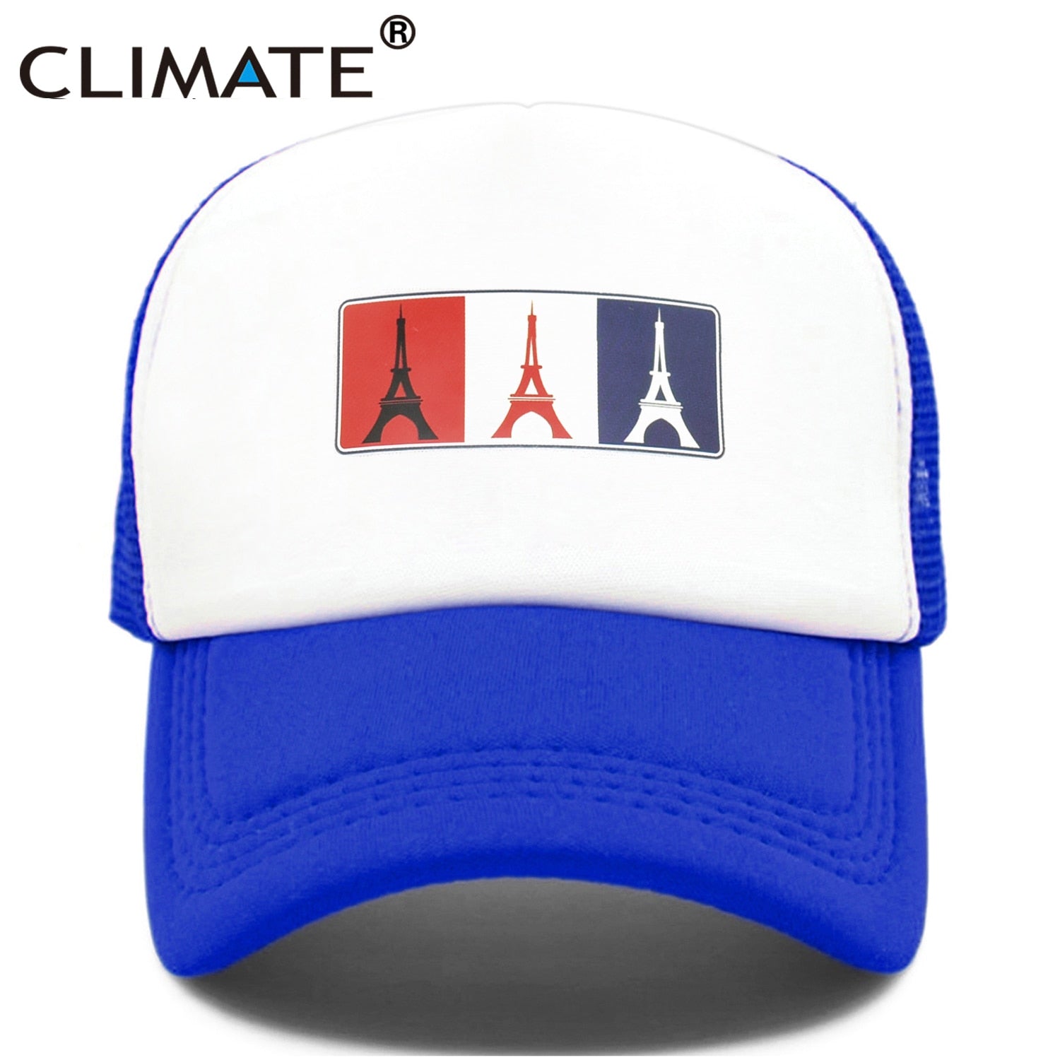 CLIMATE France Eiffel Paris Trucker Cap Eiffel Tower French National Day Caps Hat Men Trucker Hip Hop Mesh Cap Hat for Men Women