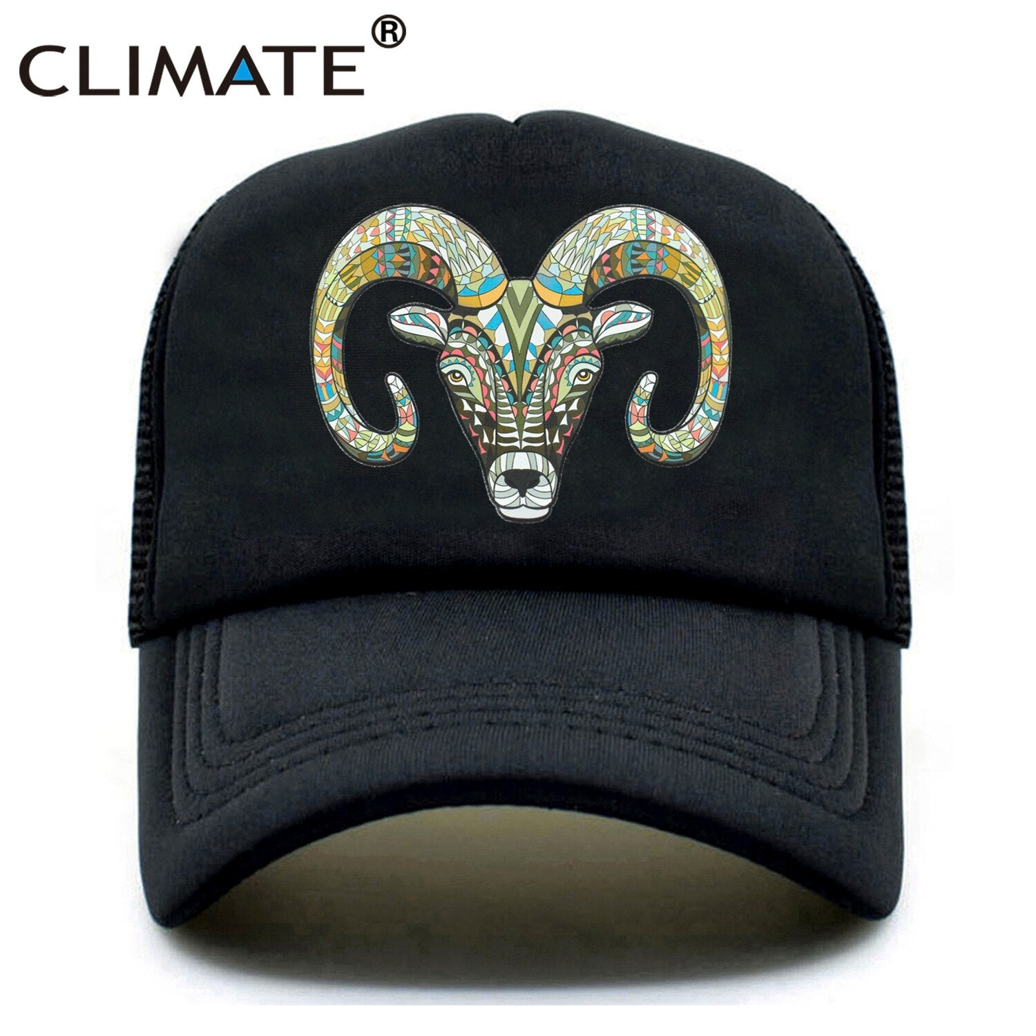 CLIMATE Goat Trucker Caps Hat Women Men Goat Head Hat Cap Cool Hip Hop Summer Colorful Mesh Baseball Cap Hat for Men Women Youth