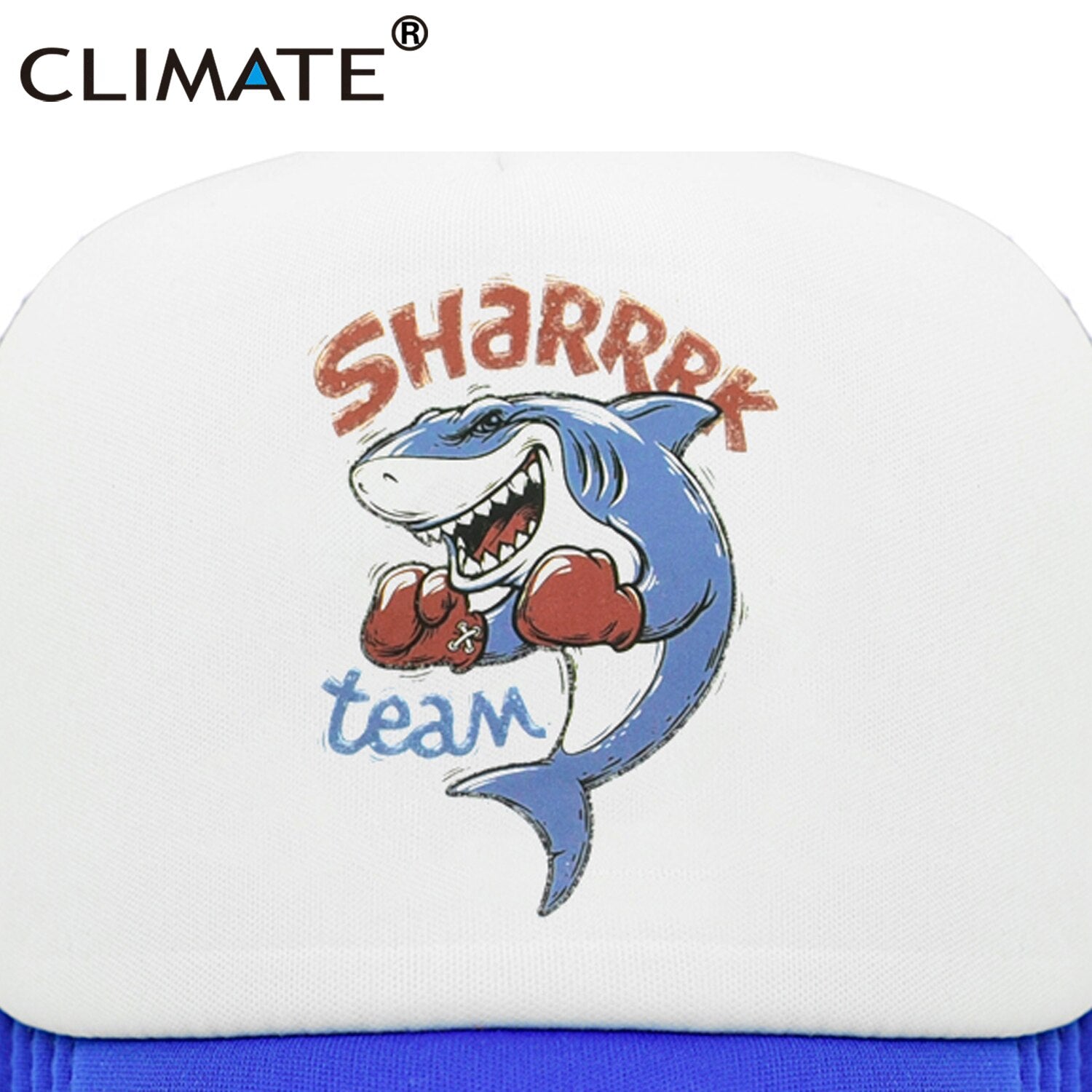 CLIMATE Men Cool Shark Trucker Cap Seaside Beach Shark Team Caps Hat Boxing Surfing Summer Trucker Hip Hop Mesh Cap Hat for Men