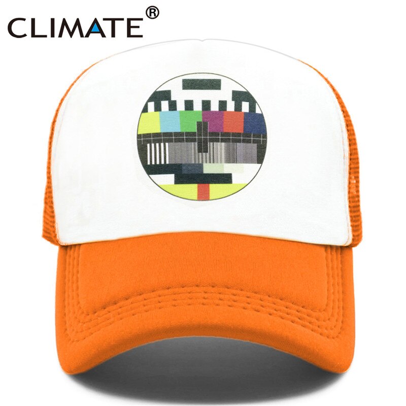 CLIMATE Funny Trucker Cap Hat Men TV No Signal Signalisation Caps Summer Cool Trucker Caps Funny Mesh Net Cool Caps Hat