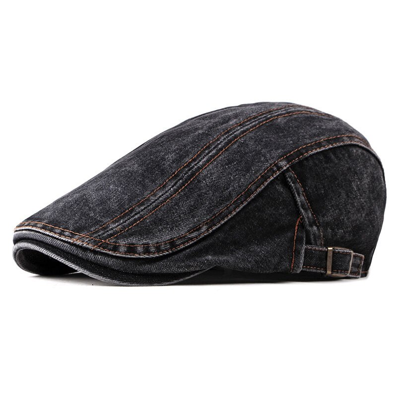 2020 four seasons Denim Solid Newsboy Caps Men Washed  Flat Peaked Cap Women Painter Beret Hats 16