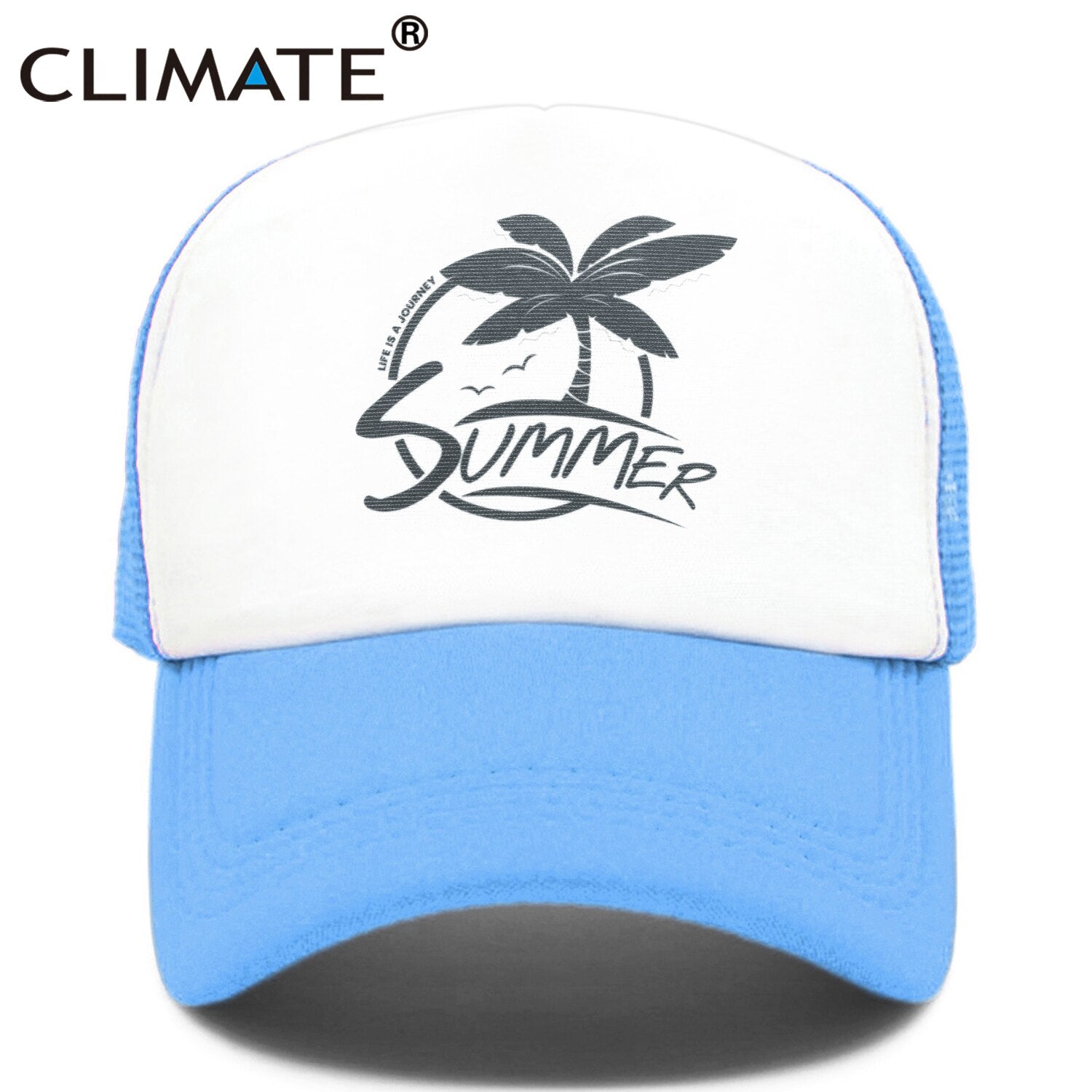 CLIMATE Summer Surfing Trucker Cap Hat Seaside Sandbeach Coconut Hip Hop Caps Vacation Mesh Baseball Cap Hat for Men Women Youth