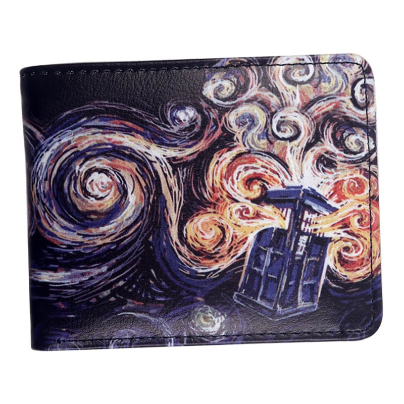 wallet men Doctor Who Blue Police Box PU Faux leather Bi-Fold Wallet Card Holder NEW