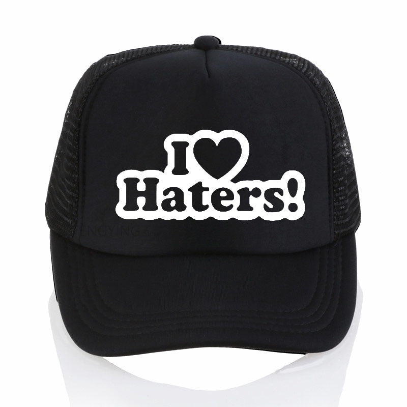 I LOVE MY HATERS Funny sexy Hip Hop cool cap Unisex sports baseball hat summer Casual mesh trucker cap