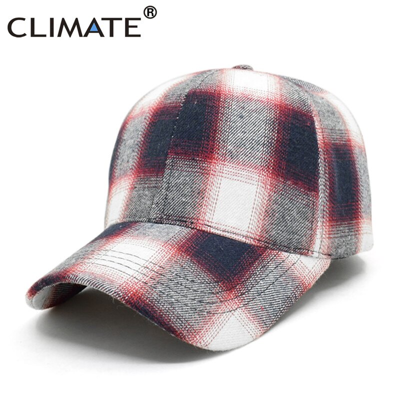 CLIMATE Men Women Plaid Baseball Cap Hat Fashion Checks Cap Fashion Cotton No Logo Hat Caps Classic Plaid Cap Hat for Men Women