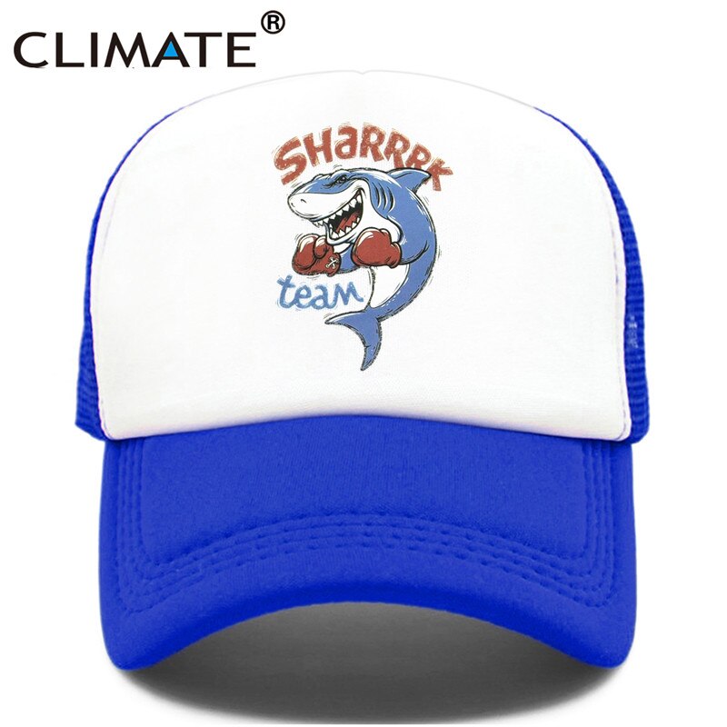 CLIMATE Men Cool Shark Trucker Cap Seaside Beach Shark Team Caps Hat Boxing Surfing Summer Trucker Hip Hop Mesh Cap Hat for Men