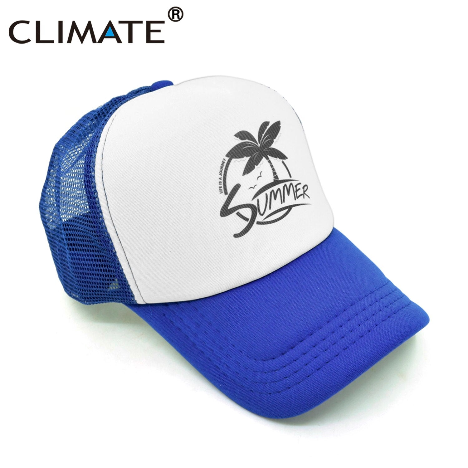 CLIMATE Summer Surfing Trucker Cap Hat Seaside Sandbeach Coconut Hip Hop Caps Vacation Mesh Baseball Cap Hat for Men Women Youth