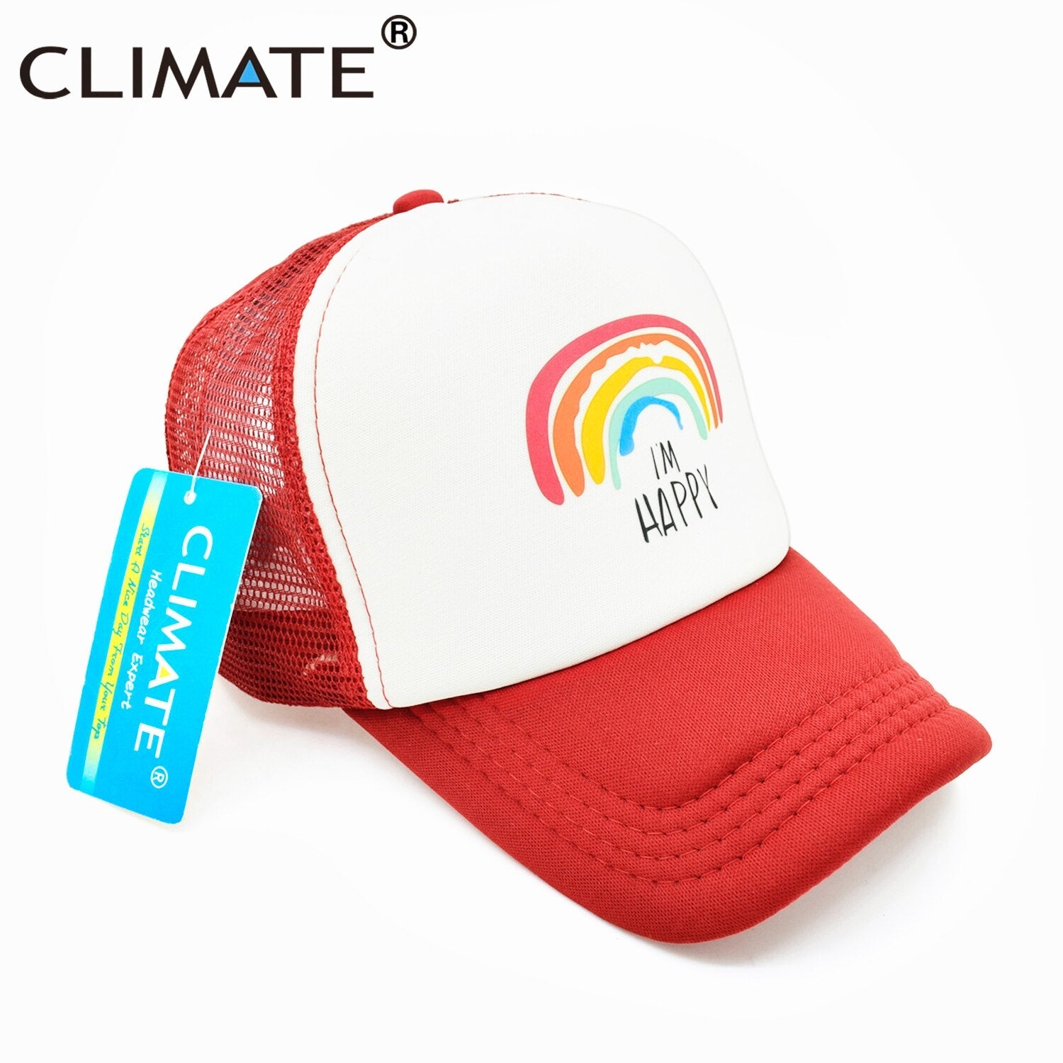 CLIMATE Family Matching Trucker Caps Dad Mom Caps Cool Happy Hat Cap Summer Colorful Mesh Baseball Caps Hat for Men Women Kid