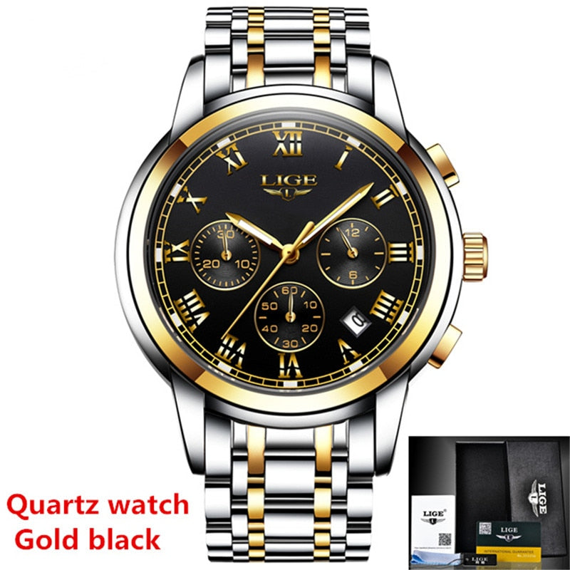 Relogio Masculino LIGE Mens Watches Top Brand Luxury Automatic Mechanical Watch Men Full Steel Business Waterproof Sport Watches