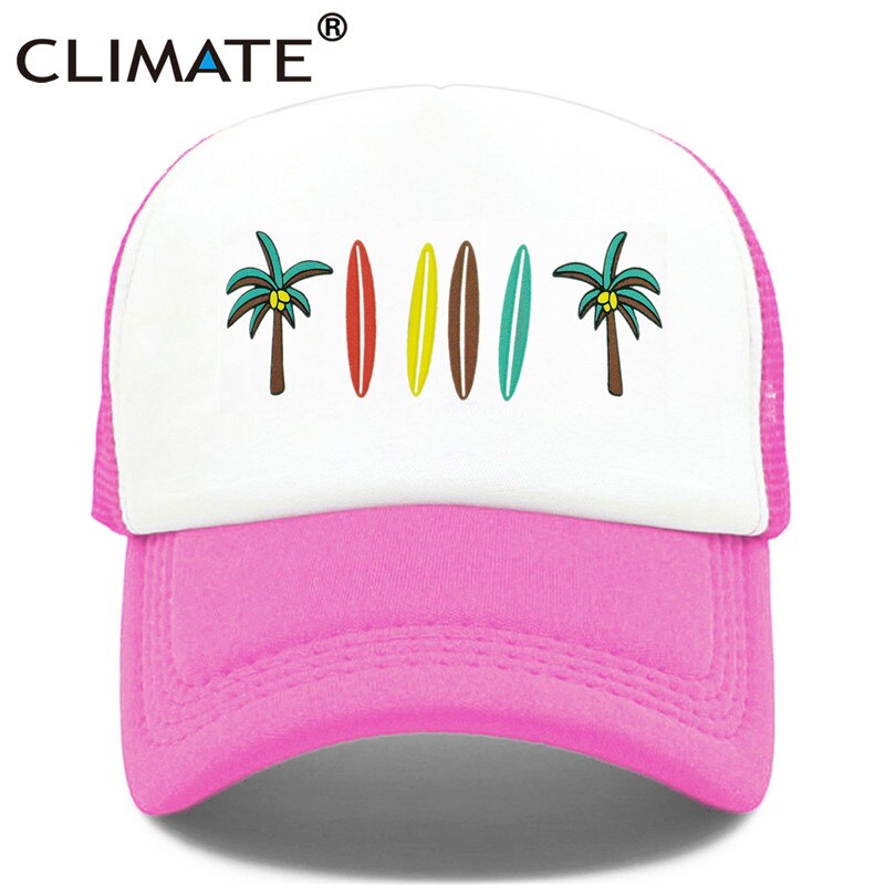 CLIMATE Seaside Trucker Cap Hat Coconut Surfboard Caps Sandbeach Vacation Mesh Baseball Cap HipHop Hat for Men Women Youth