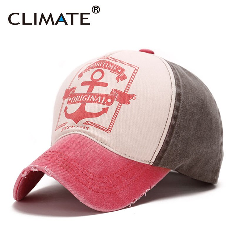 CLIMATE Men Ship Hook Baseball Cap Caps Cool Contrast Color  Maritime Hook Anchor Cotton Jeans Hat Caps For Adult Men Women